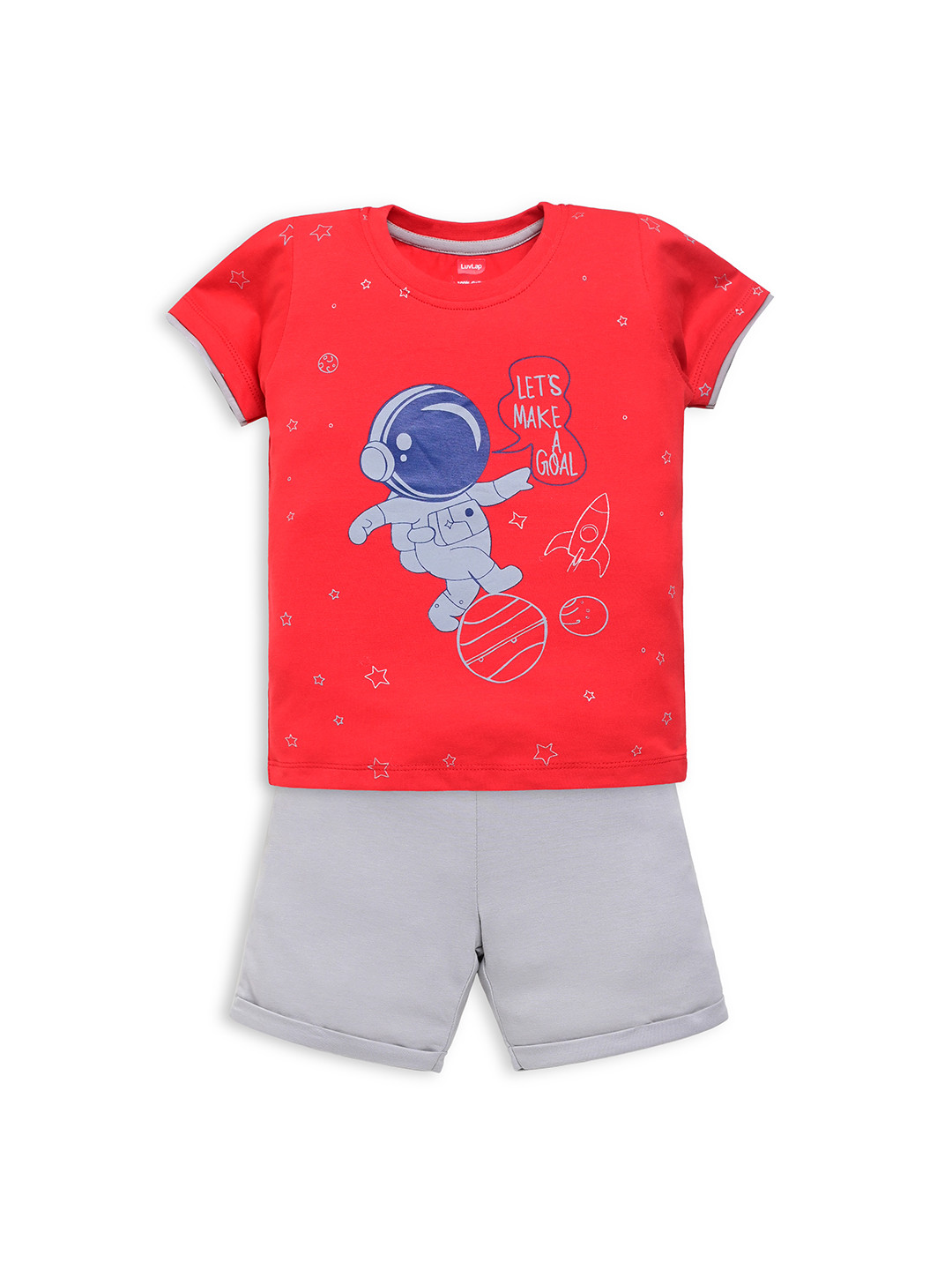 LuvLap Baby Boys Pack of 1 Regular Fit Cotton Half Sleeve T-shirt & Shorts Set