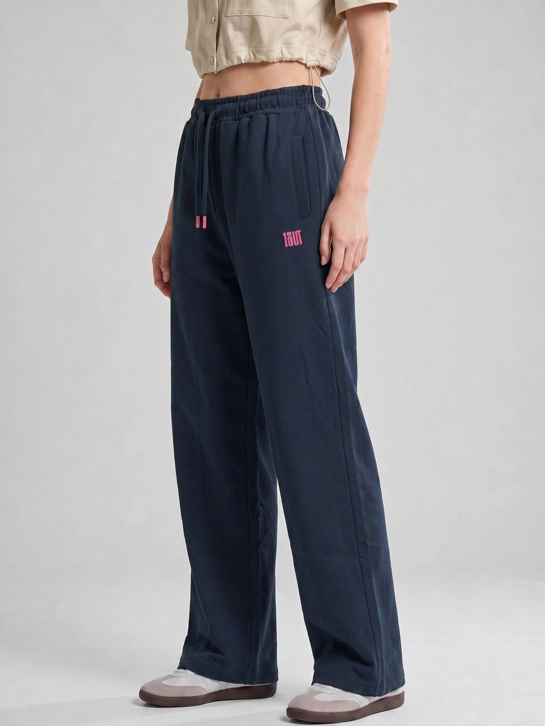 ONEOUT Women Wide Leg Brand Logo Track Pants