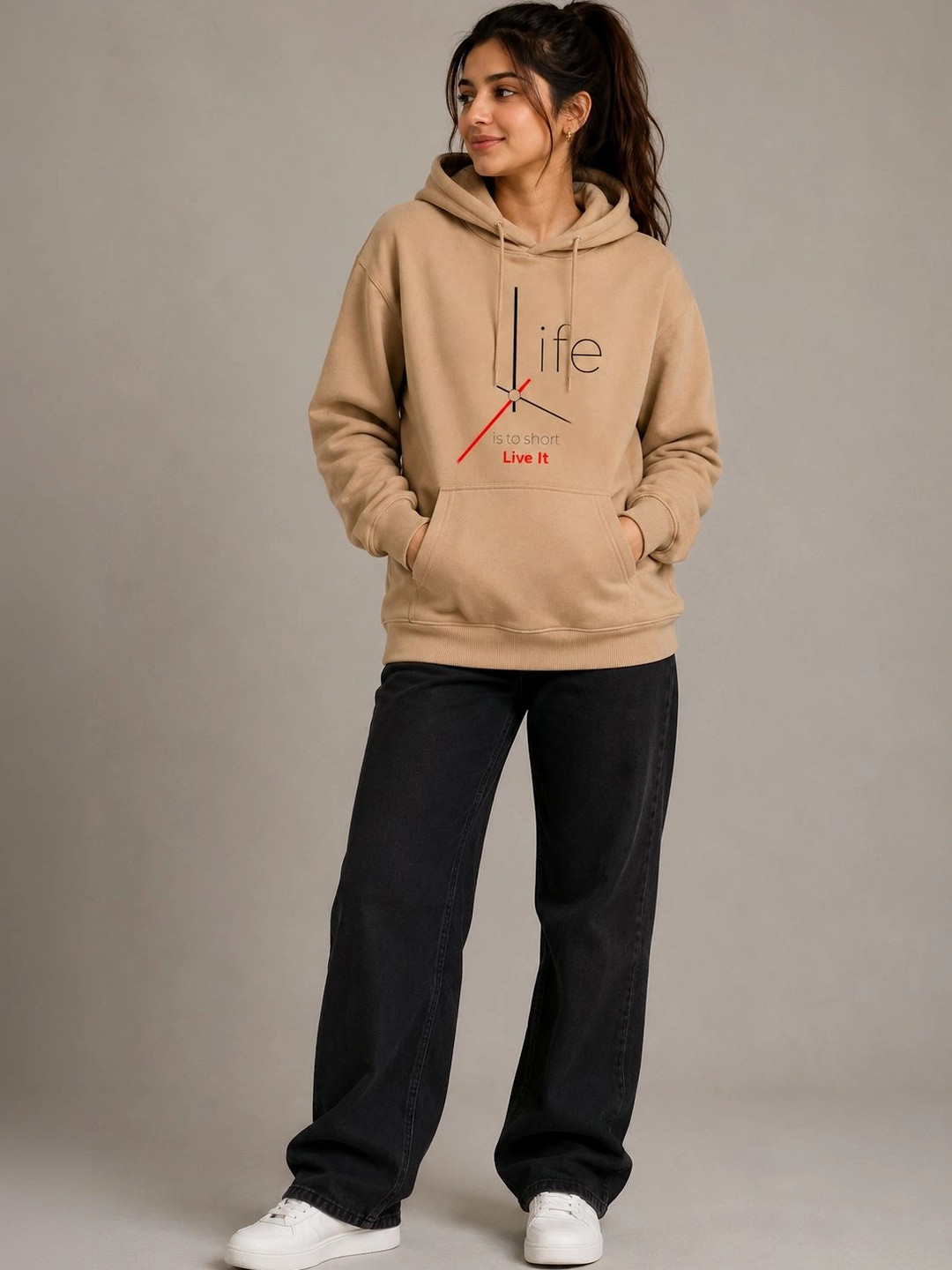 PERSONALITEE Women Printed Hooded Sweatshirt