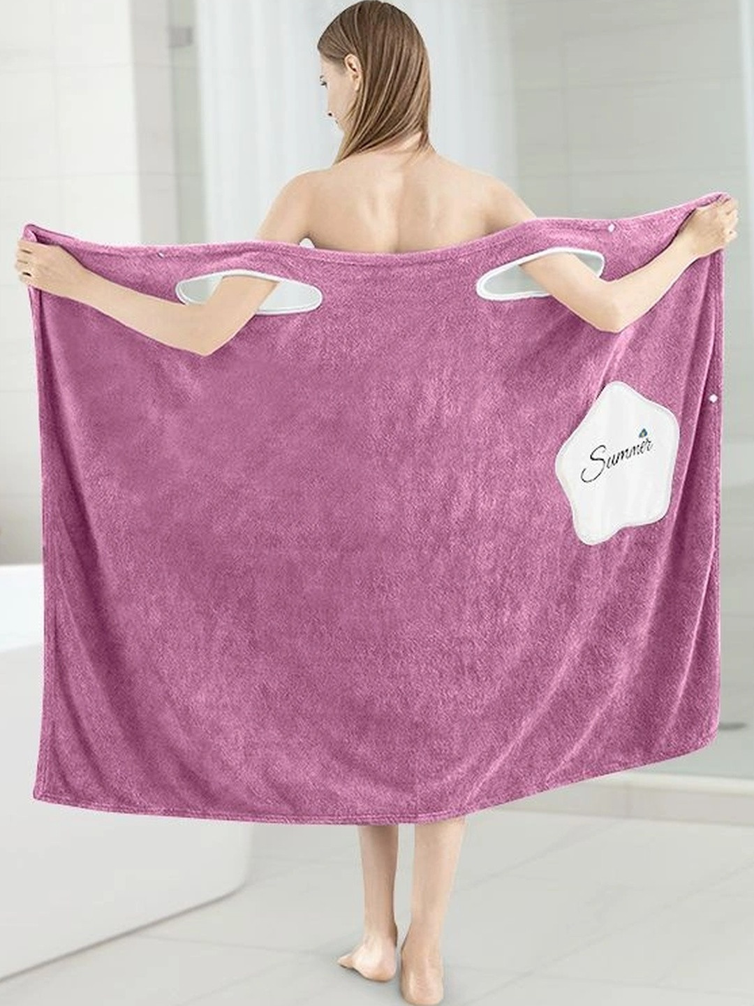 HOUSSE Burgundy & White Water Absorbent Bathrobe
