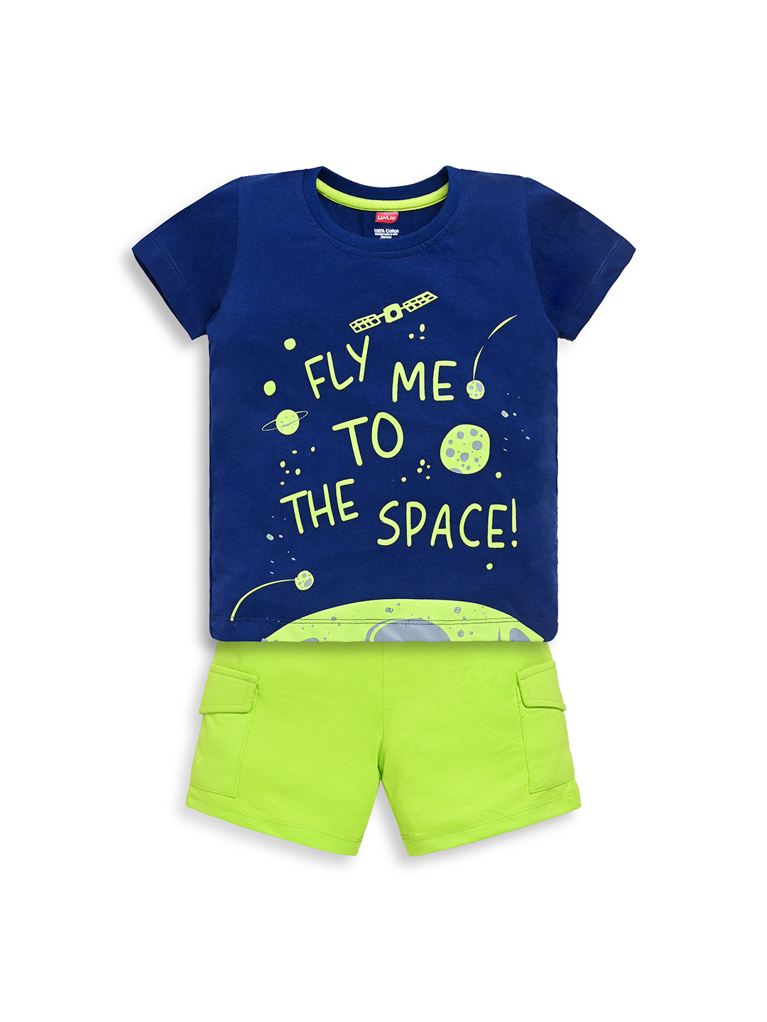 LuvLap Baby Boys Pack of 1 Regular Fit Cotton Half Sleeve T-shirt & Shorts Set