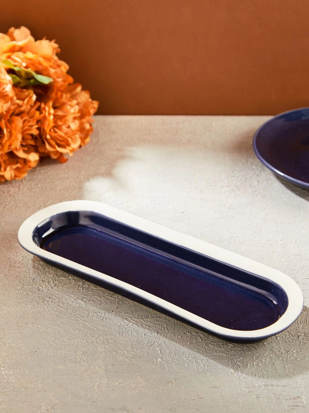 Fabindia Blue 2026 Ceramic 1 Pieces Smooth Surface Food Platter