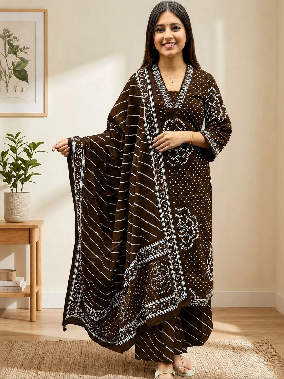 Jouglowriyaa Women Ethnic Motifs Printed Regular Kurta with Palazzos & With Dupatta