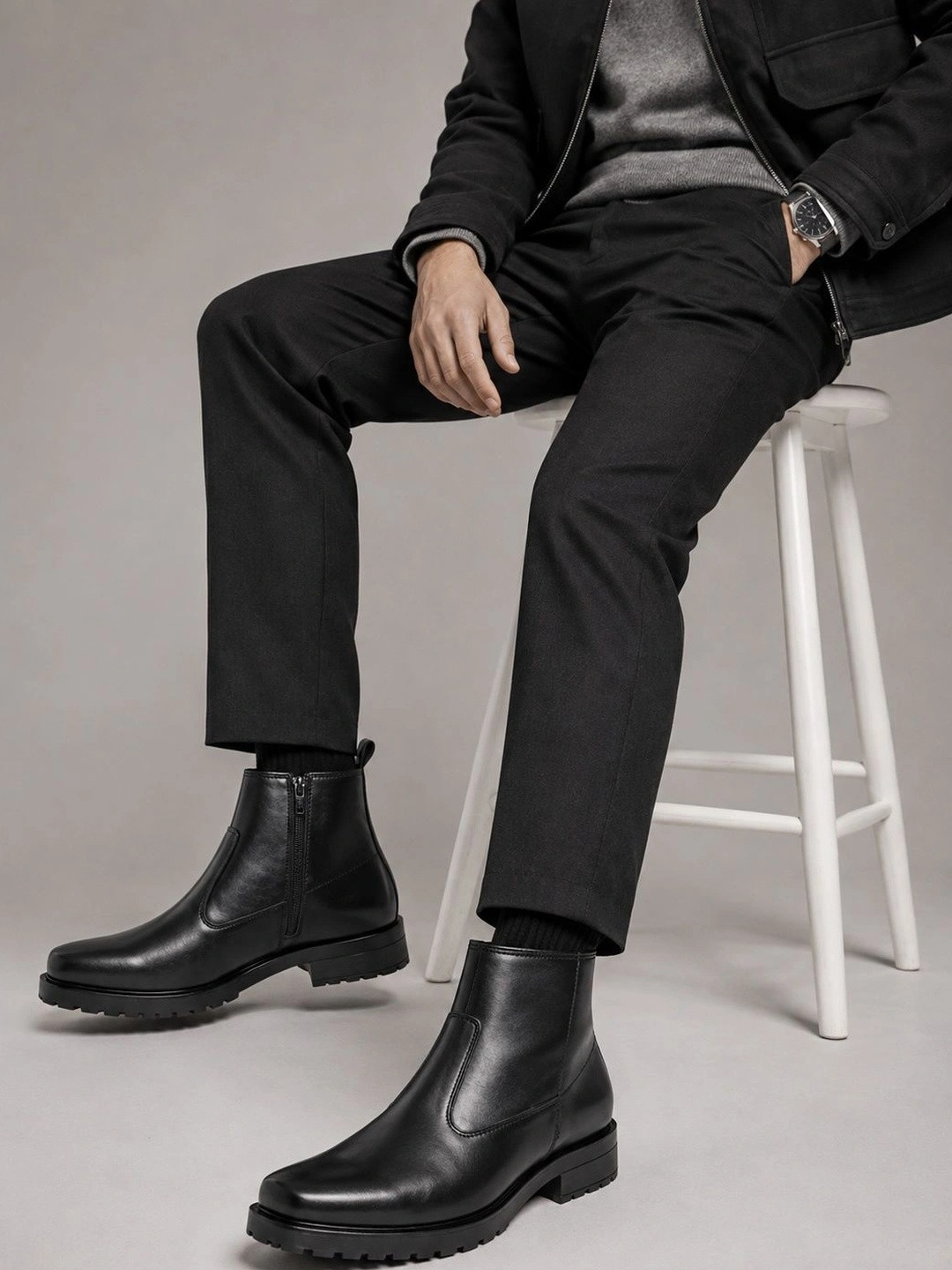 The Roadster Lifestyle Co Men Square Toe Zip Regular Boots