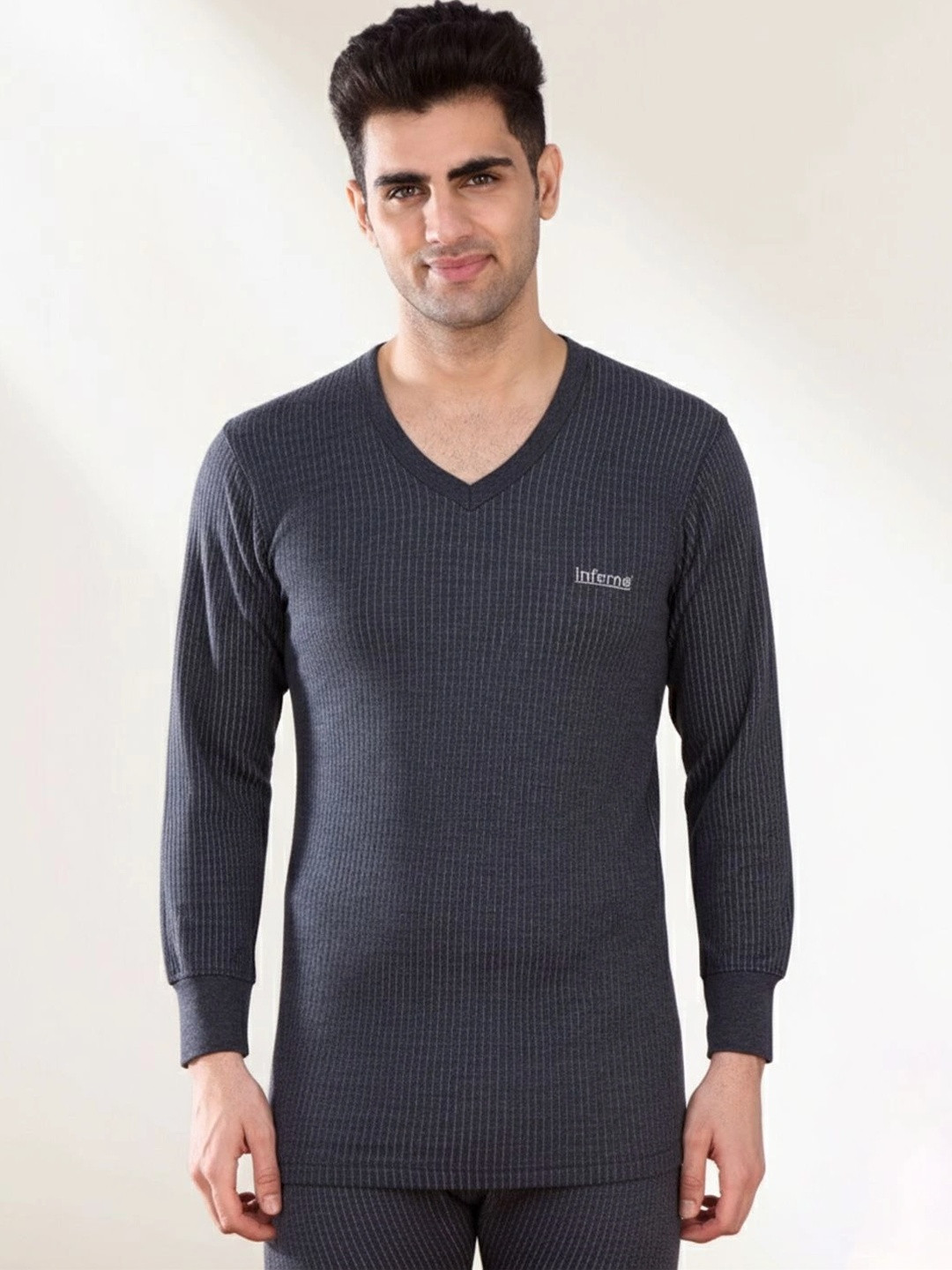 INFERNO Men's V-Neck Full Sleeve Soft & Warm Cotton Winter Thermal Top