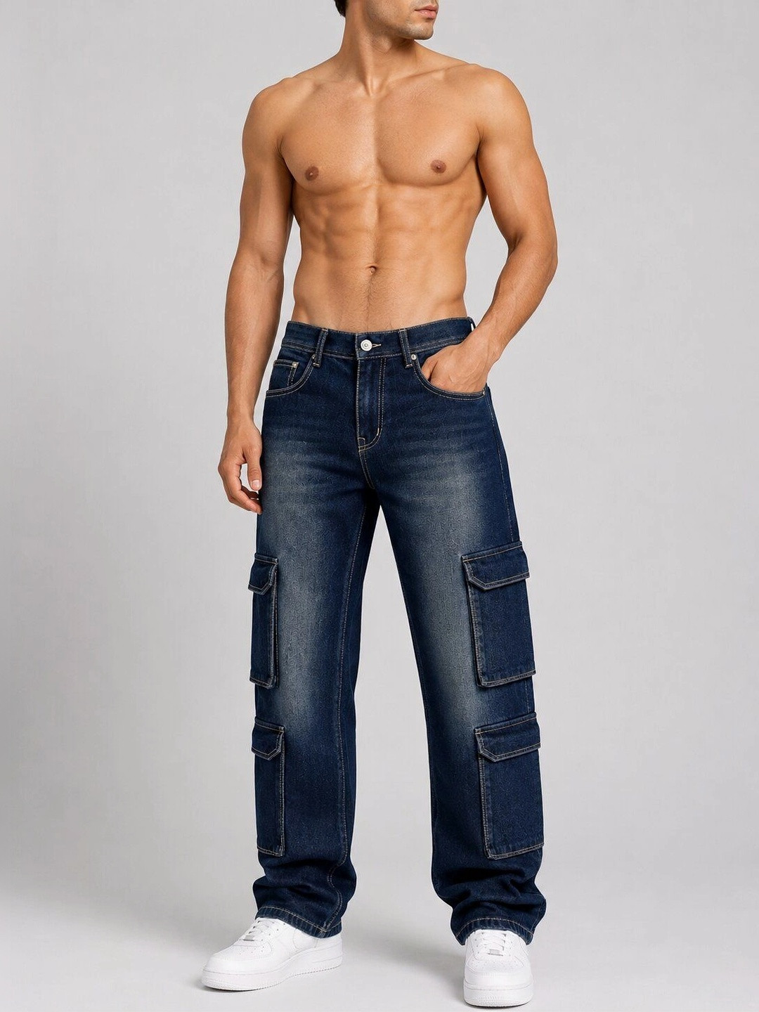 Vik&Vin Men Mid-Rise Low Distress Jeans