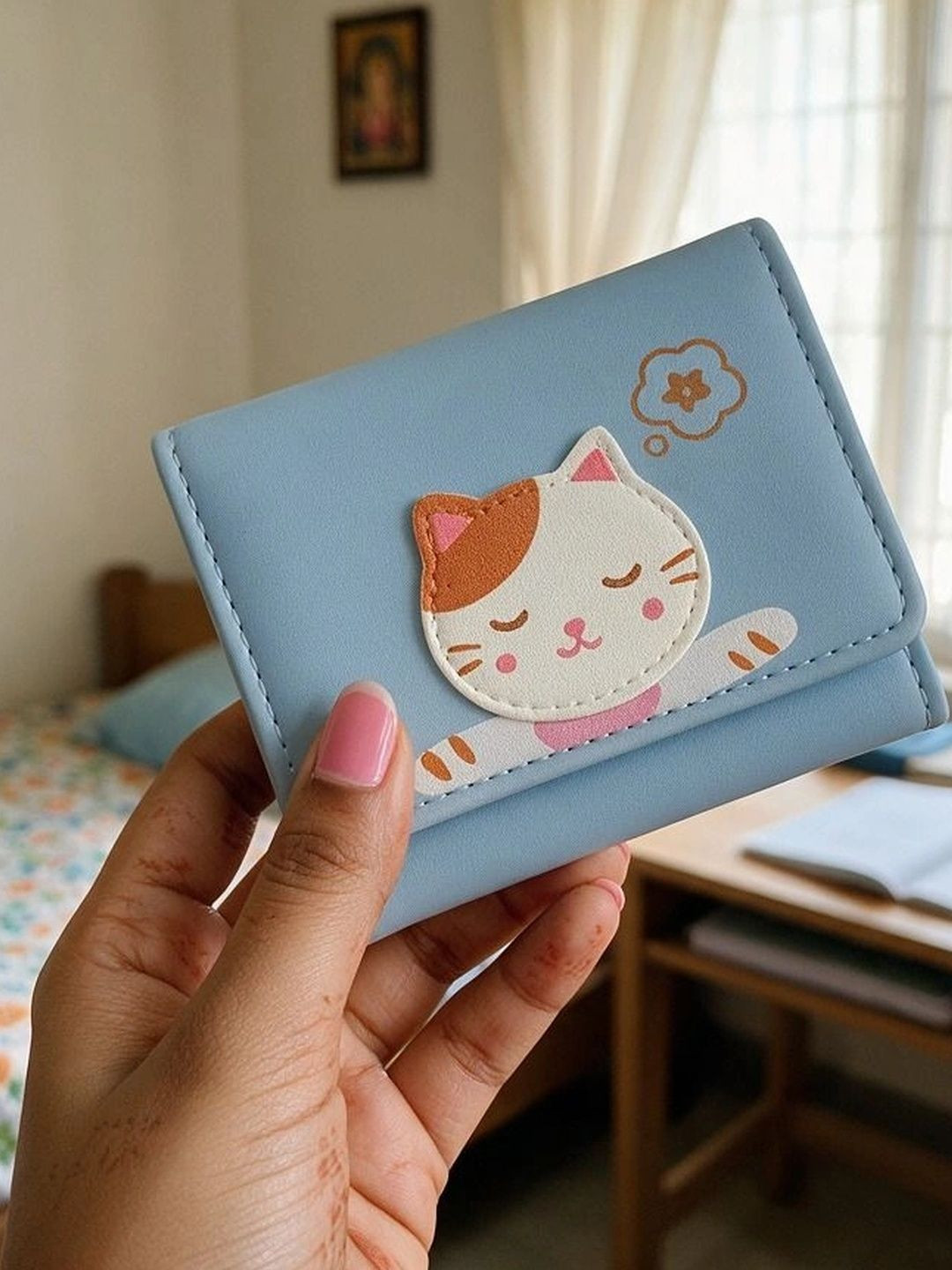 VALERIE Women Printed Applique PU Three Fold Wallet
