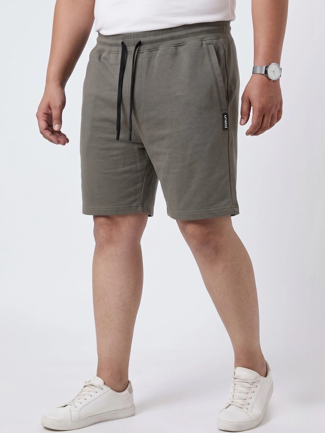UNSTD Men Plus Size Solid Cotton Regular Fit Casual Shorts