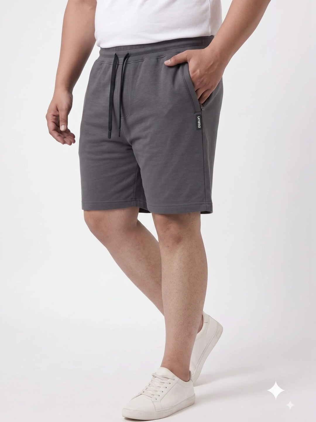 UNSTD Men Plus Size Solid Cotton Regular Fit Casual Shorts