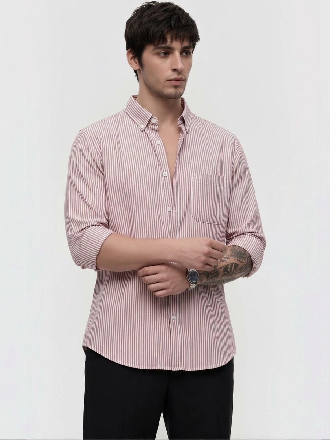 SZN Men Comfort Slim Fit Striped Casual Shirt