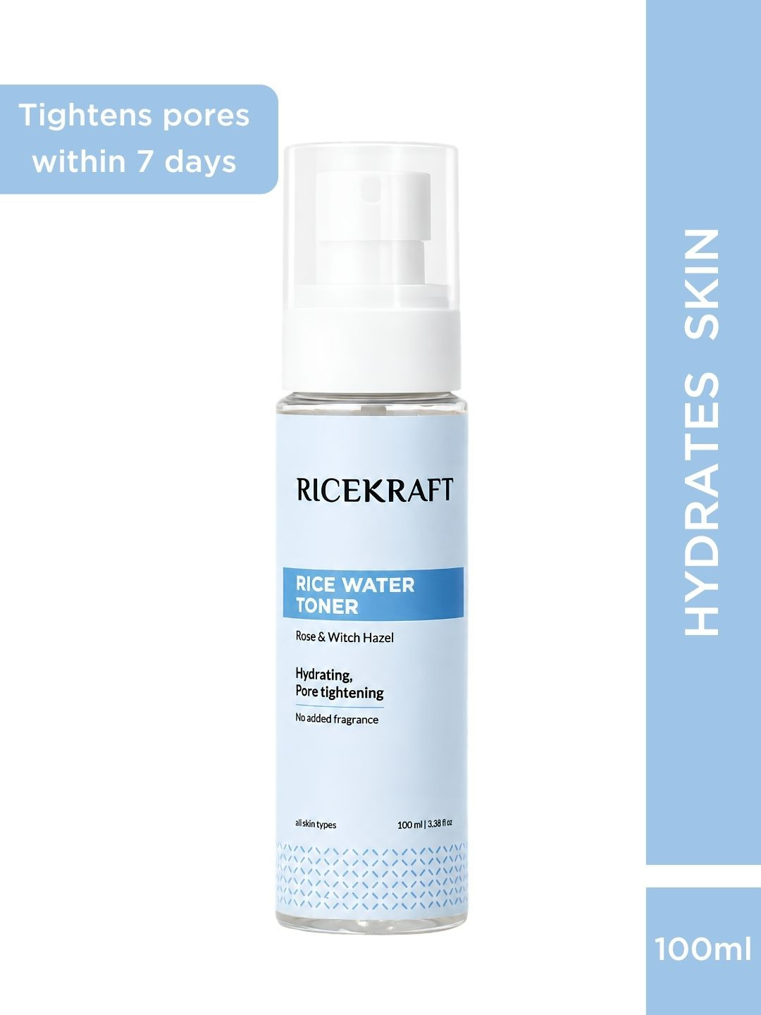 Ricekraft Korean Rice Water Toner with Rose & Witch Hazel for Glass Skin - 100ml