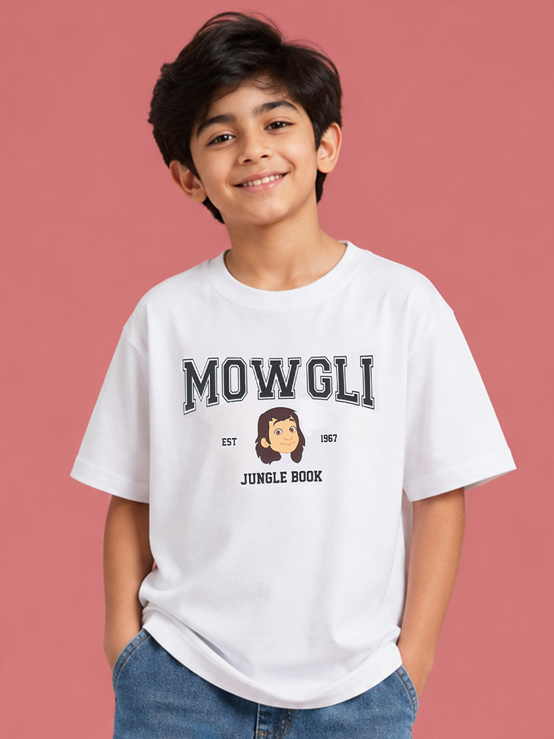 Button Bear Boys Cotton Junggle Book Printed Oversized Half Sleeve T-Shirt