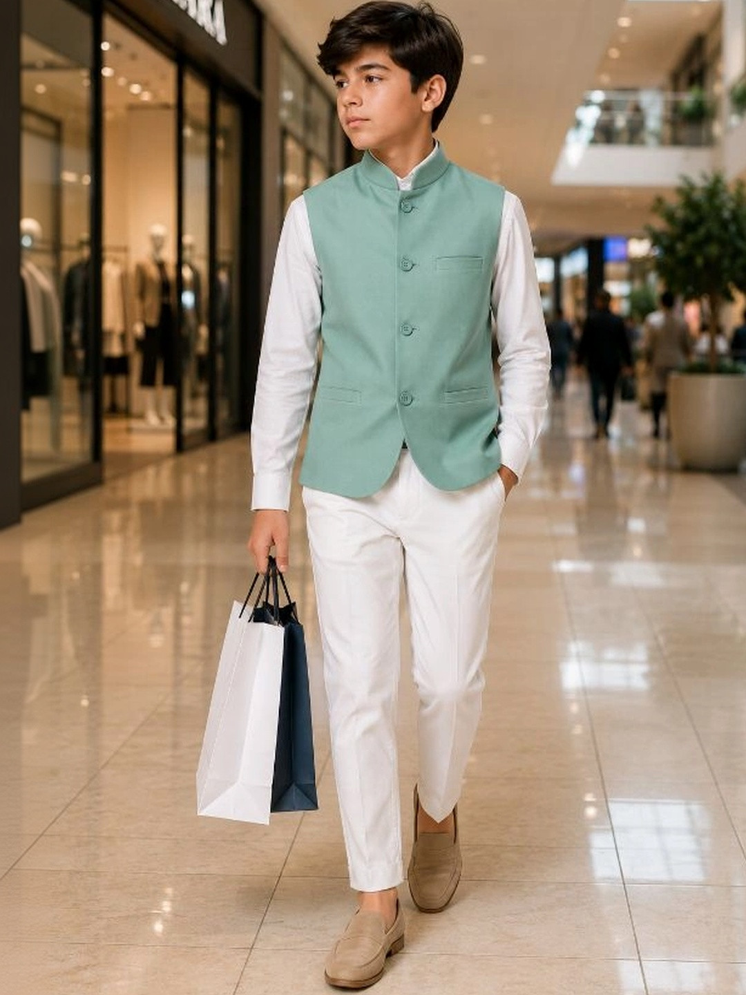 YK Boys Woven Mandarin-Collar Ethnic Nehru Jackets