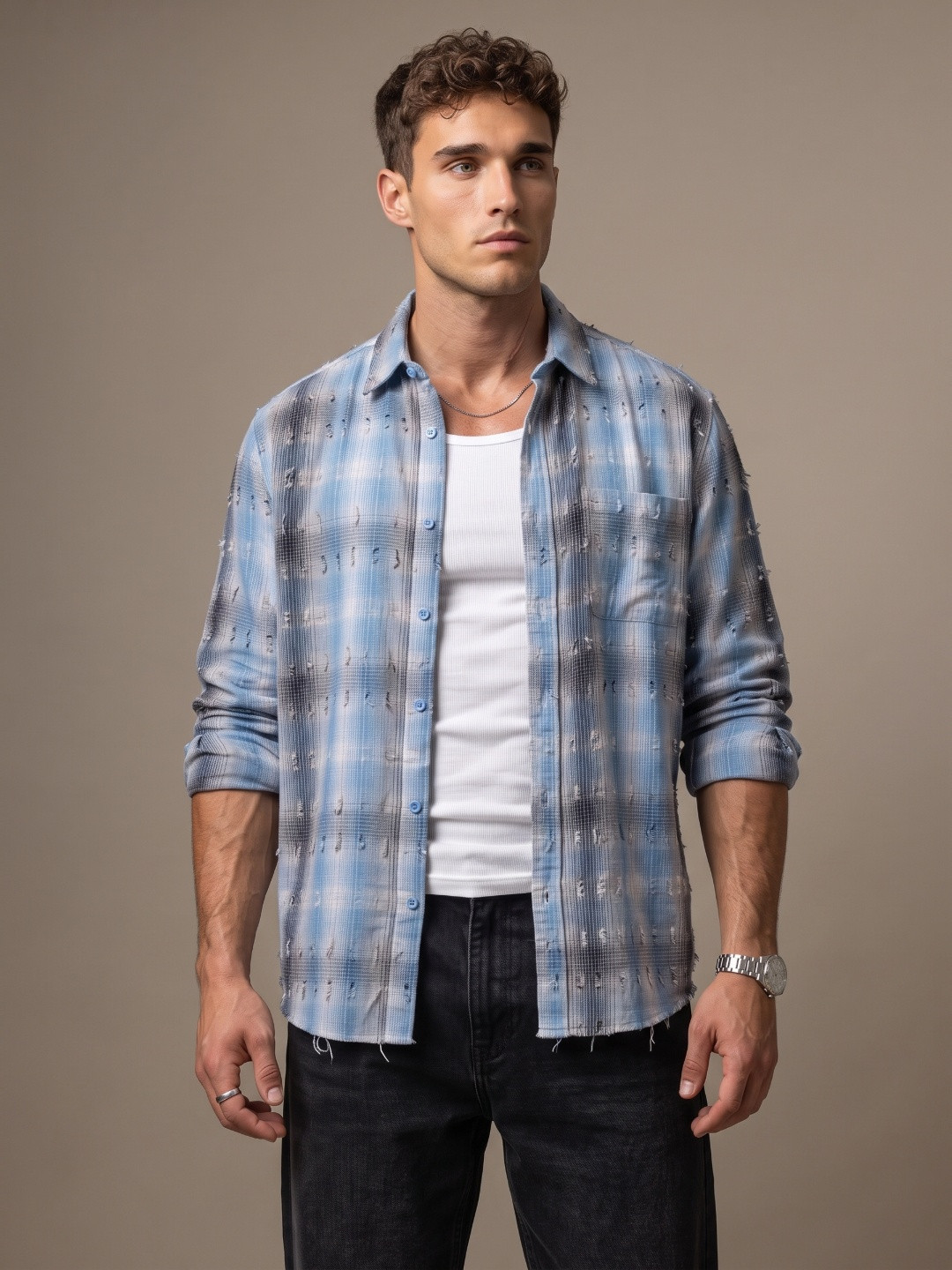 glitchez Checked Relaxed Fit Casual Shirt