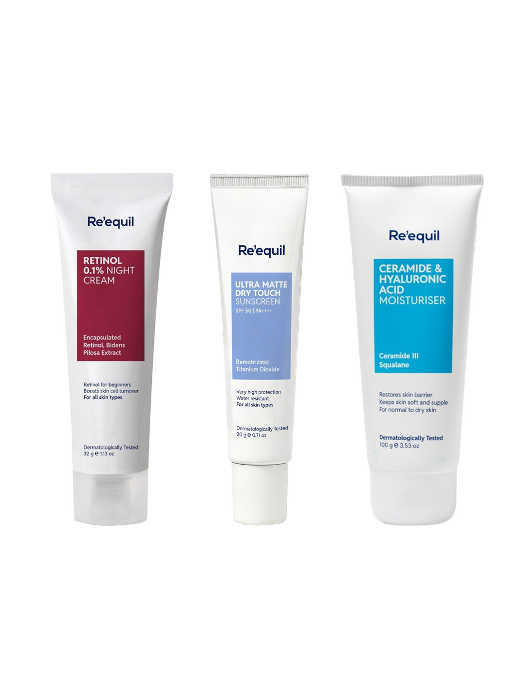 Reequil Set Of 3 Sunscreen - 20 g & Moisturiser 100 g With Night Cream - 32 g