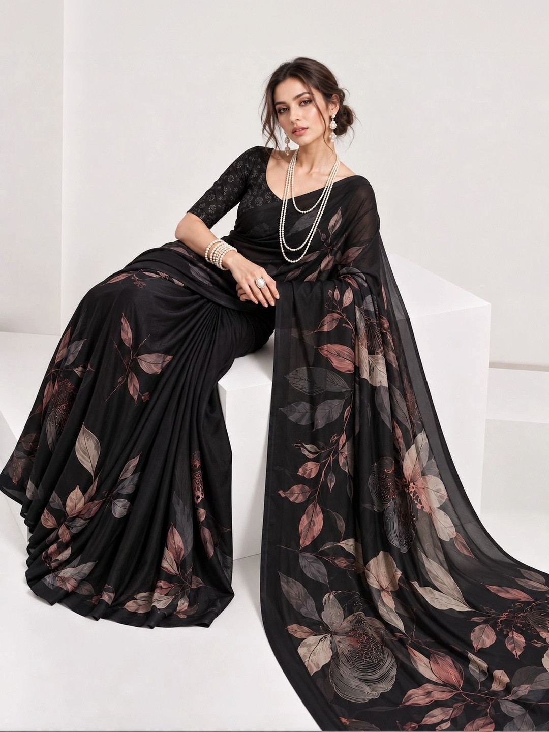 Tanuza Fashion Pure Georgette Mysore Silk Saree