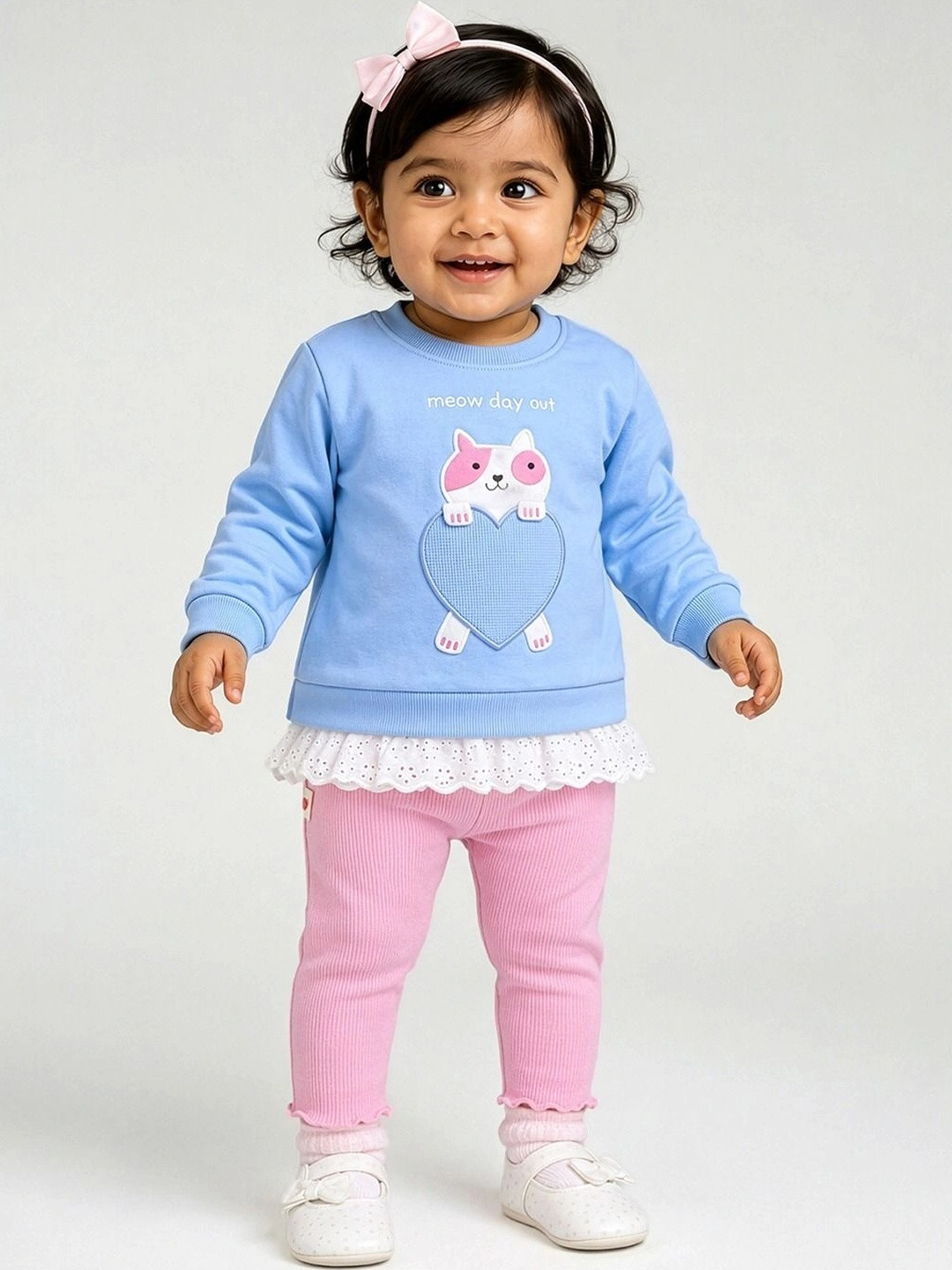 Ed-a-Mamma Infant Girls Self Design Cotton Ankle Length Leggings