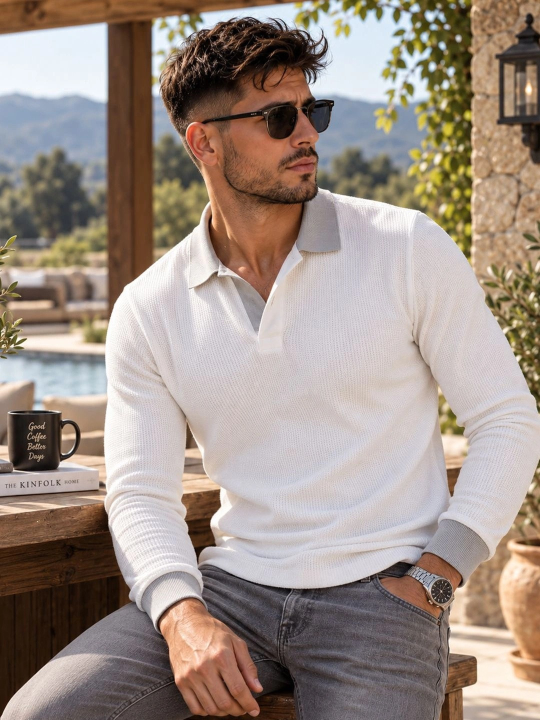 Trudam Men Polo Collar T-shirt