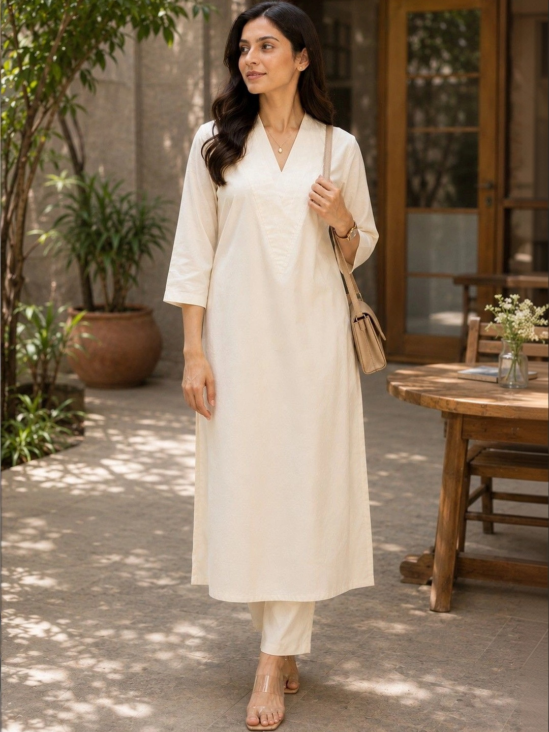 Bitterlime Women Regular Pure Cotton Kurta with Trousers