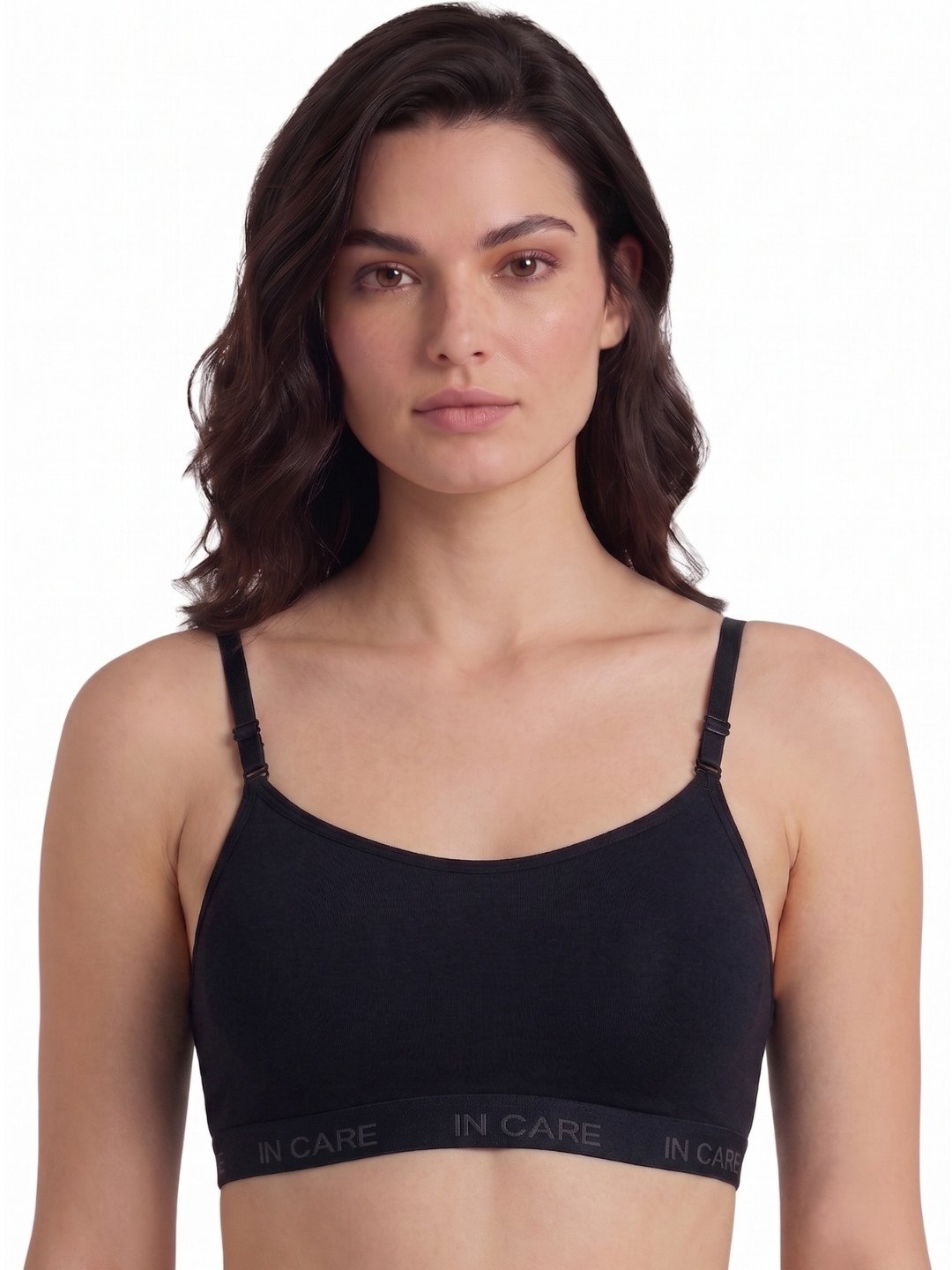 In Care Full Coverage Non-Padded Non-Wired Slip-On Sports Bra with Detachable and Adjustable Strap