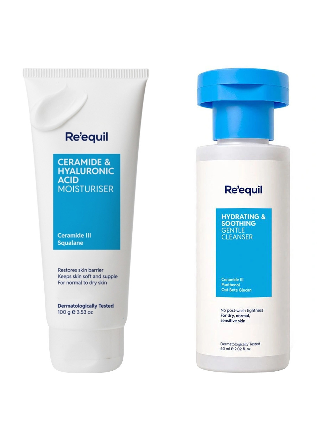 Reequil Set Of 2 Hydrating & Soothing Gentle Cleanser - 60 ml With Moisturiser - 100 g