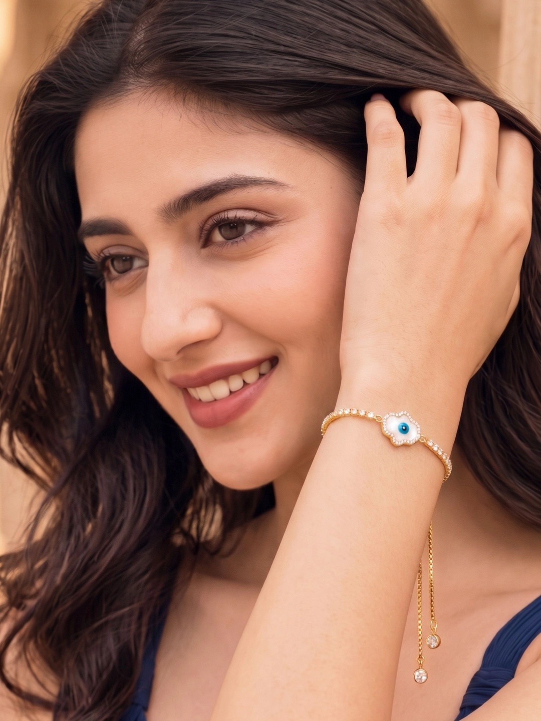 BDIVA Women Gold-Plated Stone Studded Wraparound Bracelet