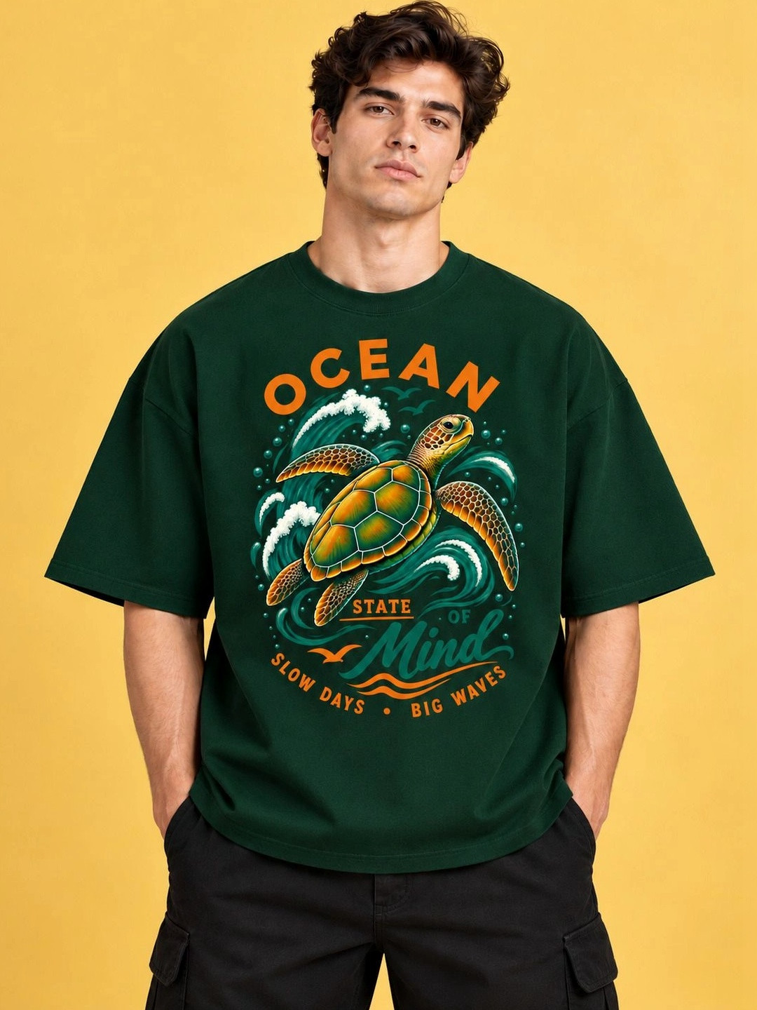 Roadster Men Printed Drop-Shoulder Sleeves T-shirt