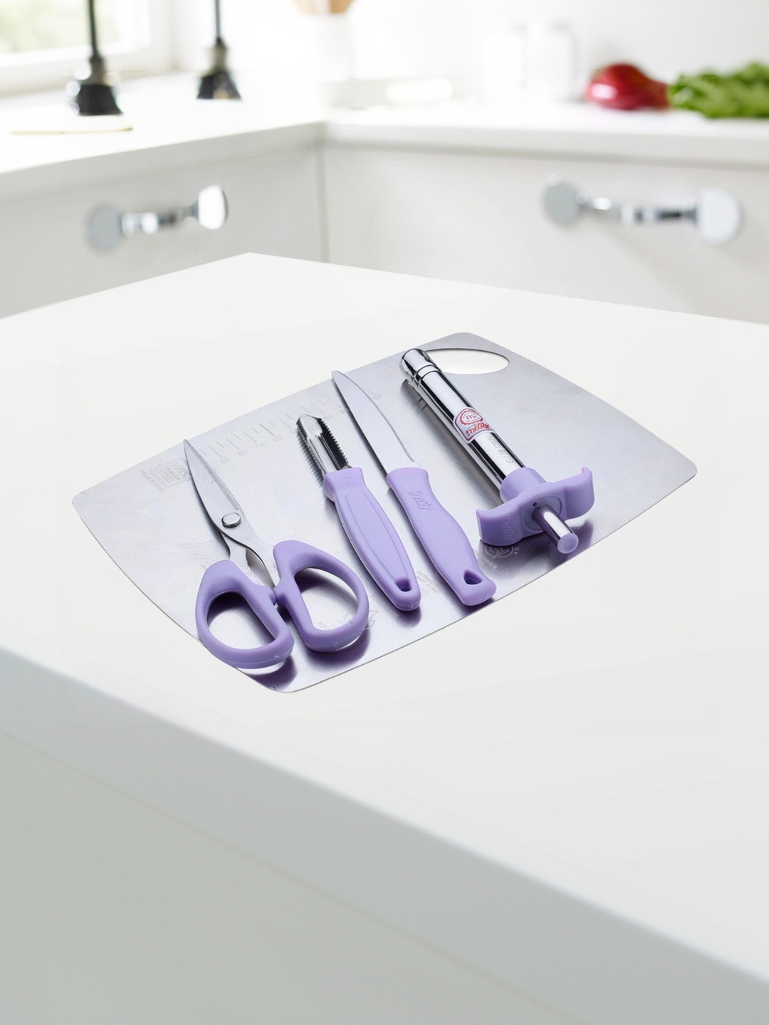 ANJALI Perfecto 5-Piece Purple Kitchen Cutting Set