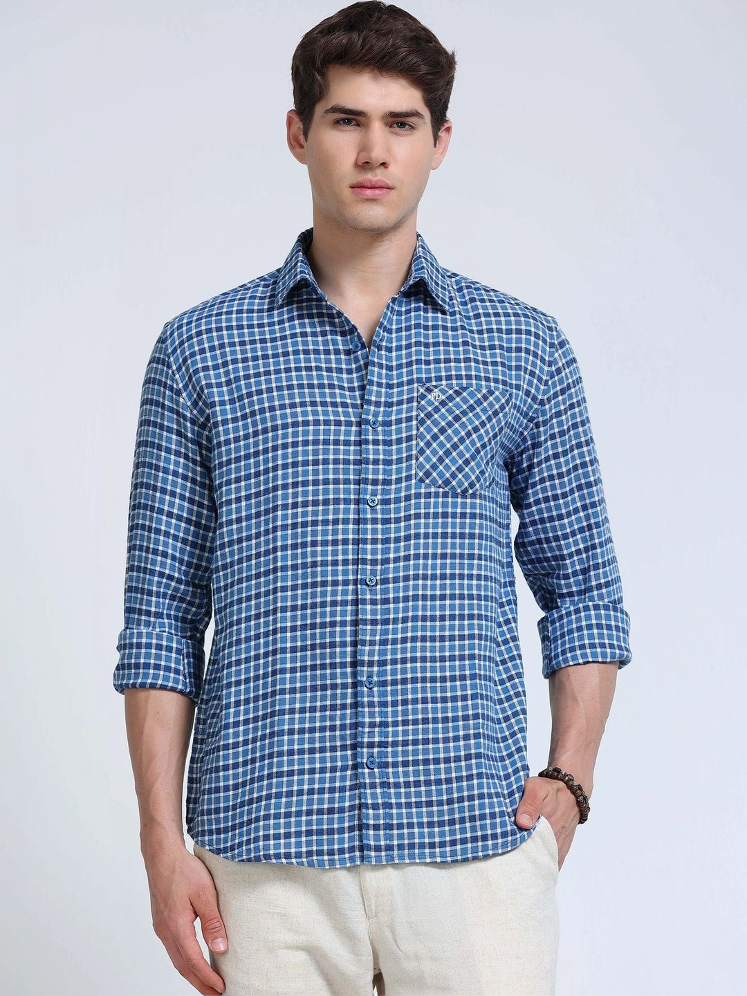 FashionDistrict Men Classic Gingham Checks Checked Casual Shirt