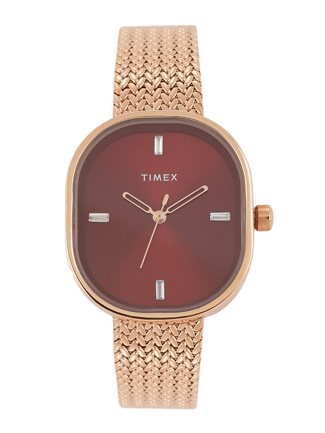 Timex Women Brass Dial & Stainless Steel Bracelet Style Straps Analogue Watch TWEL20505