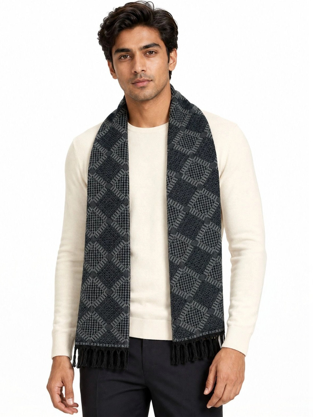 HETESHE Men Patterned Merino Wool Mufflers