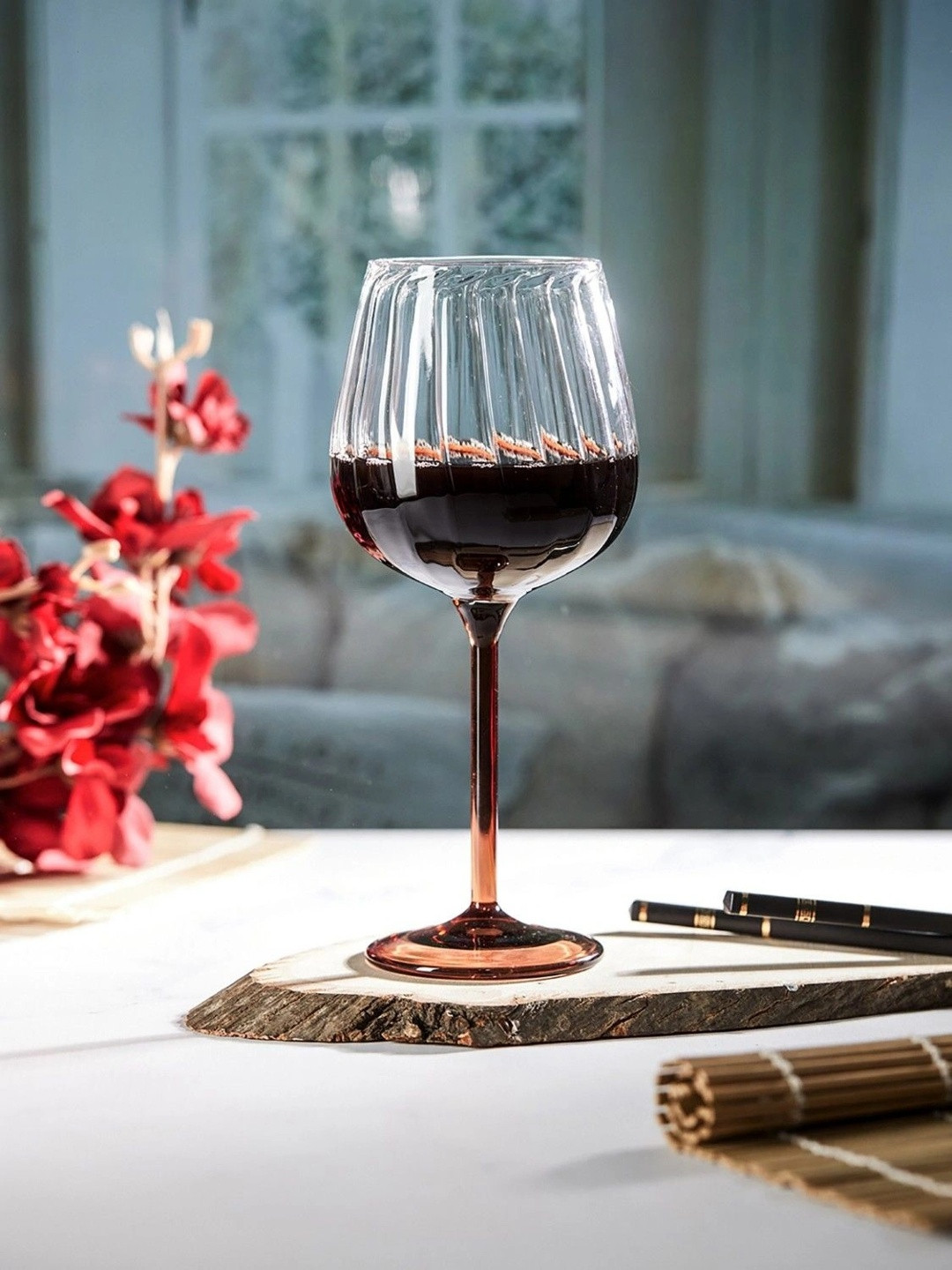 Troveas Tawny Toast Red Wine Glass- Set of 2, 380ML
