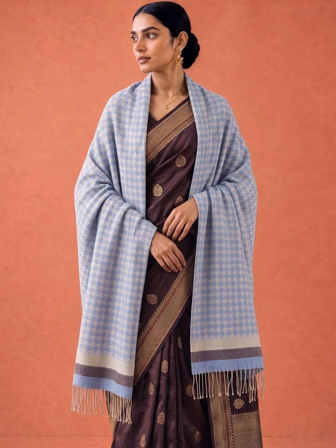 SAHASIKA Women Ethnic Woven Design Pashmina Tasseled Border Stole