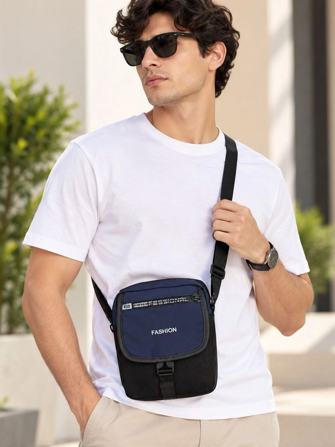 MENSCH Unisex Colourblocked Messenger Bag