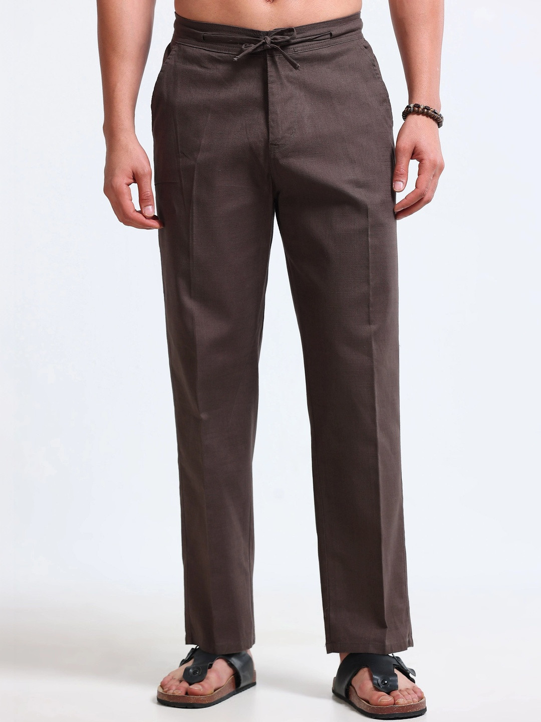 MOHICANS Men Linen Relaxed-Fit Regular Trousers
