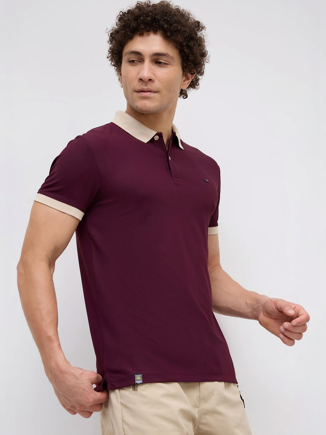 nostrum Men Two-Tone Polo Collar Half Sleeve Regular Fit T-shirt