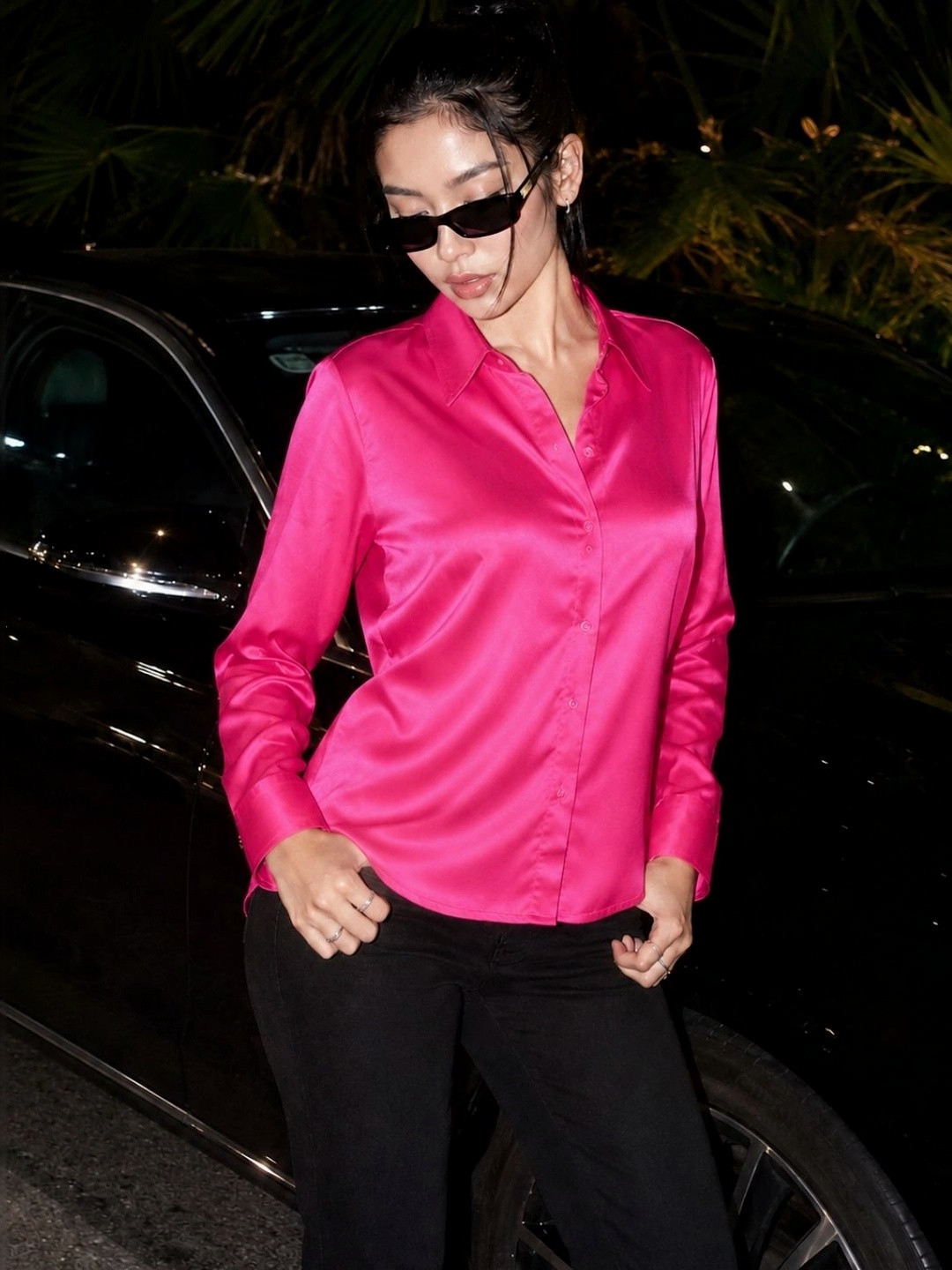 WORK IT by STREET 9 Comfort Fit Satin Casual Shirt