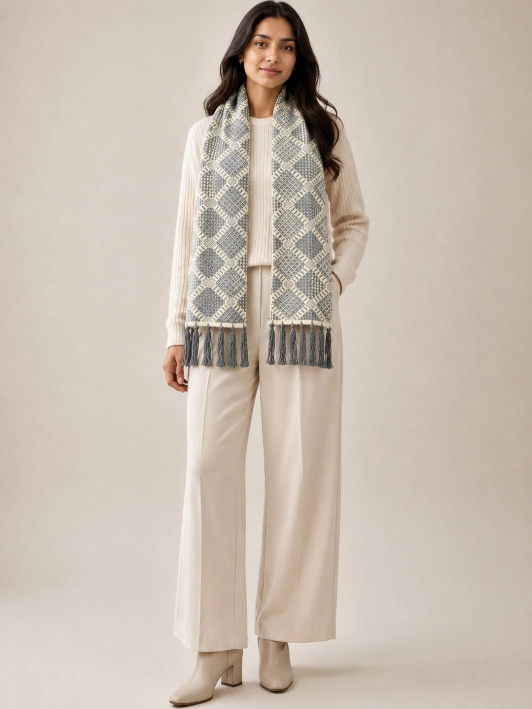 HETESHE Women Patterned Merino Wool Mufflers