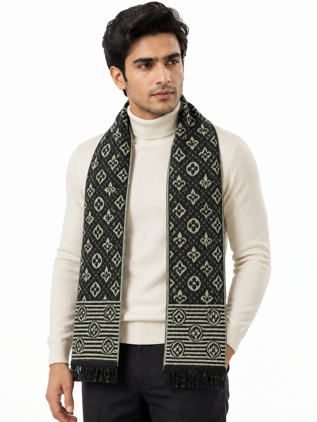 HETESHE Men Patterned Merino Wool Mufflers