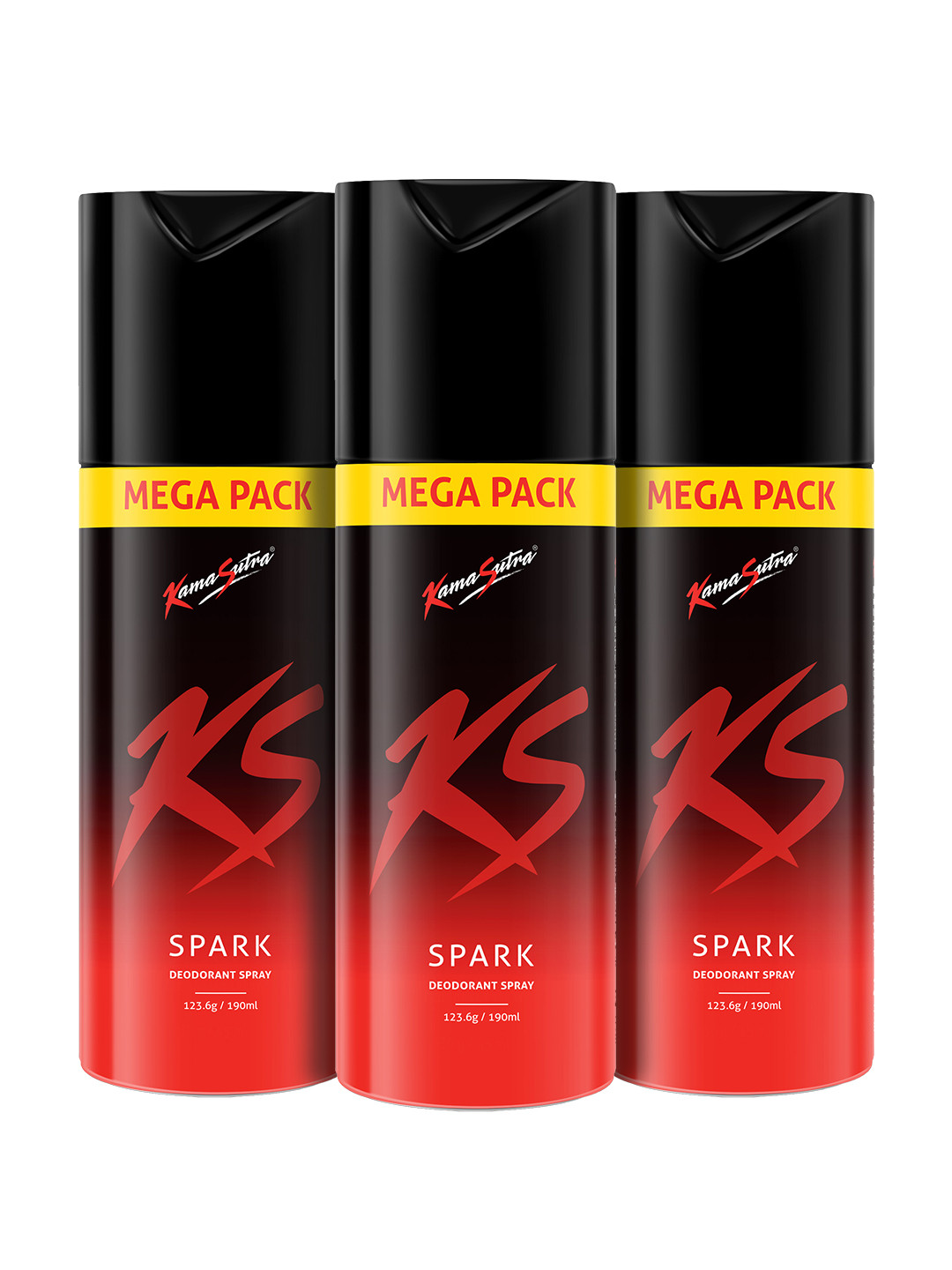 KamaSutra Men Set of 3 Long Lasting Fragrance Spark Deodorant Spray - 190 ml each