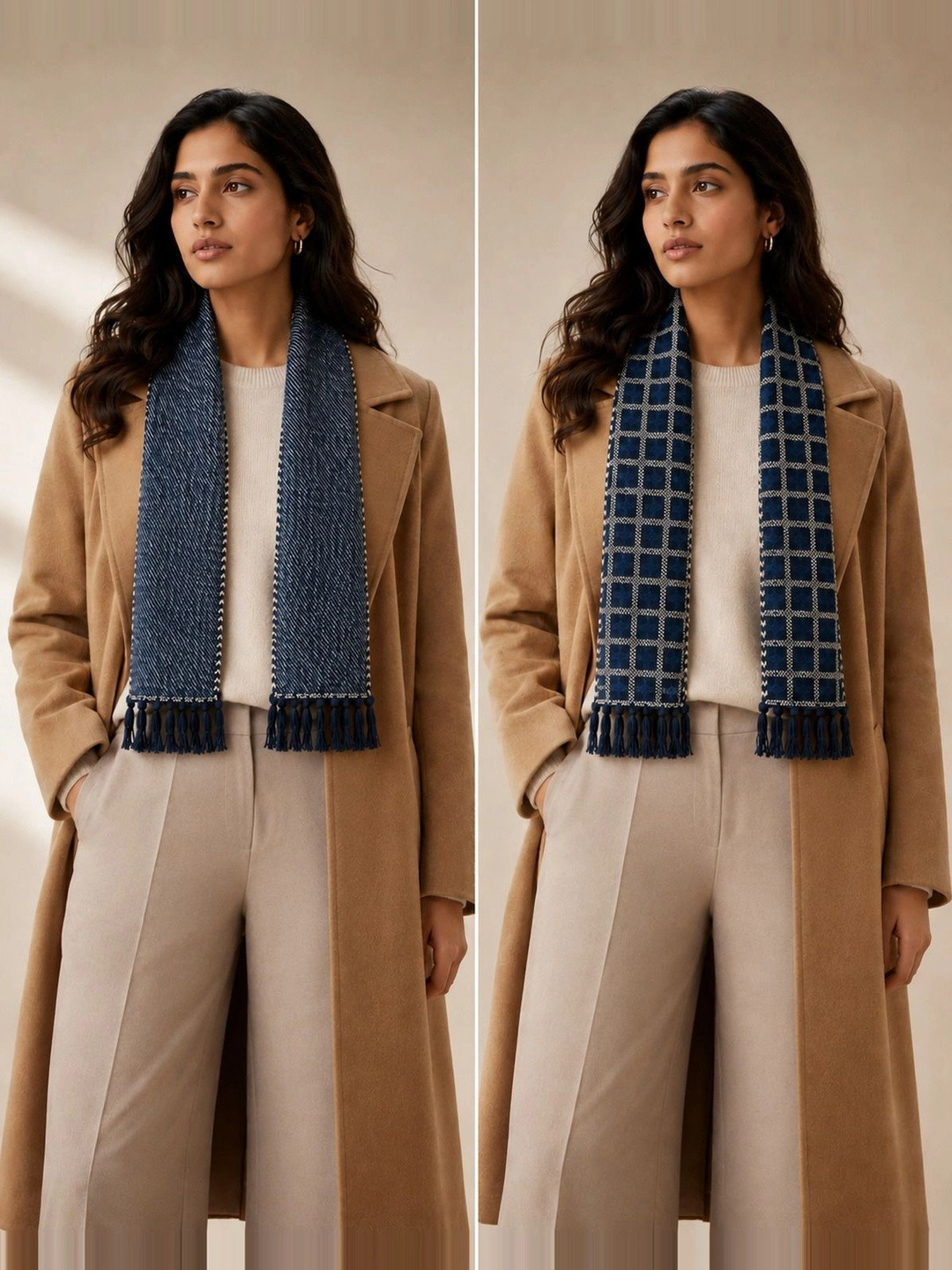 HETESHE Women Checked Merino Wool Mufflers
