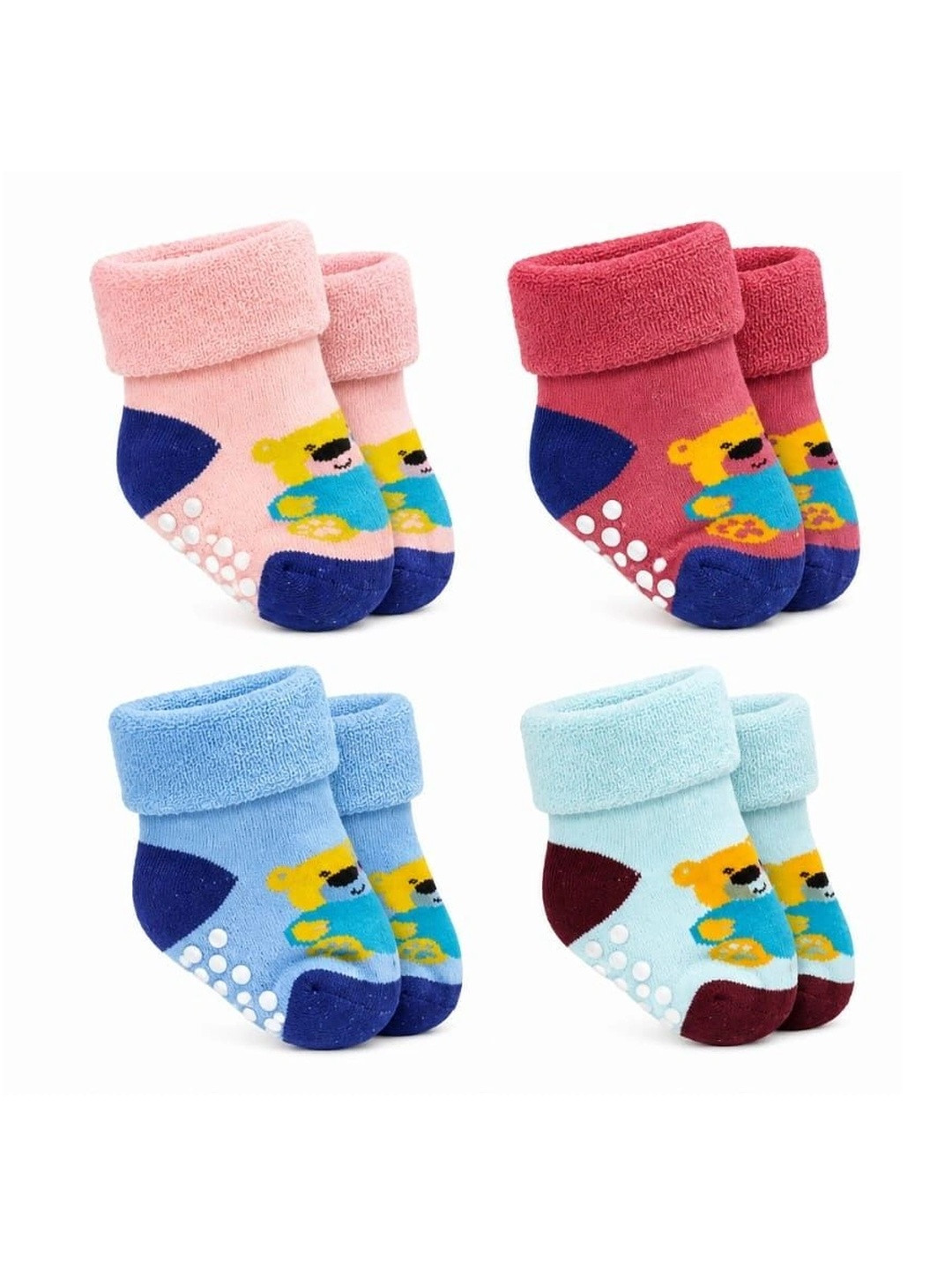 Oxzon Unisex Kids Pack of 4 Assorted Patterned Above Ankle Socks