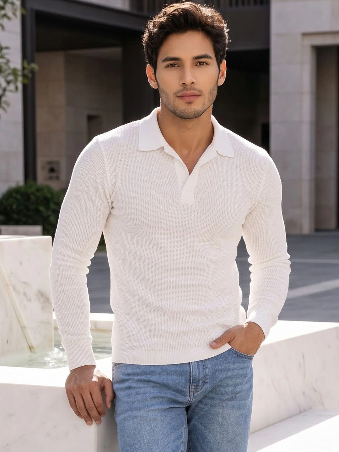 Trudam Men Polo Collar T-shirt