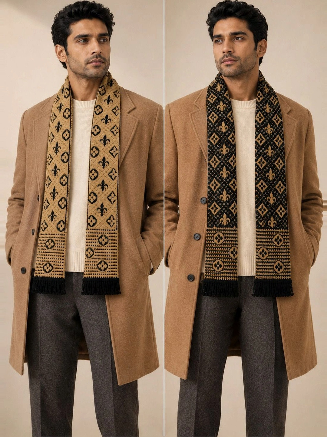 HETESHE Men Patterned Merino Wool Mufflers