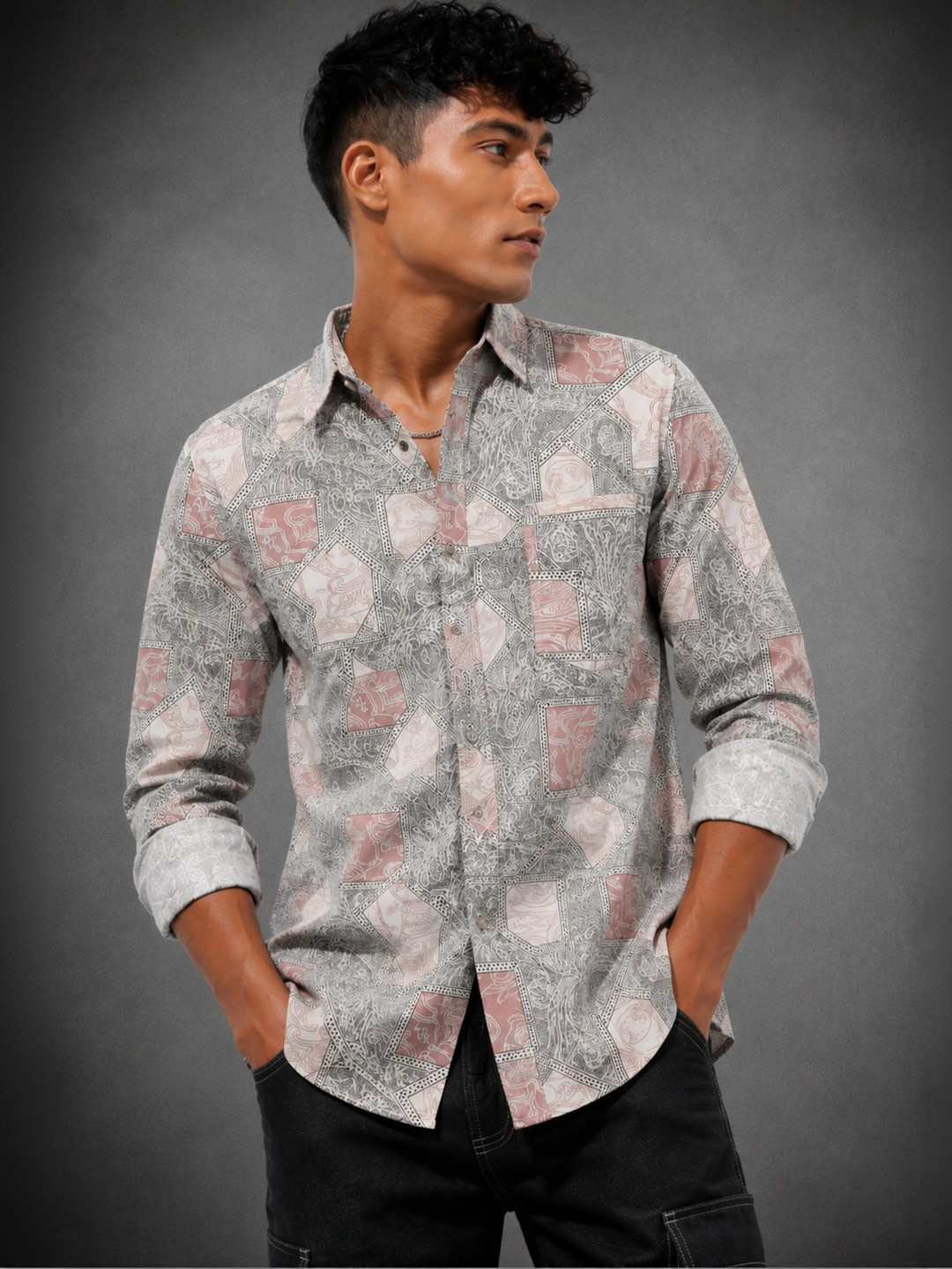 7TH LEGION Men Comfort Sheer Printed Casual Shirt