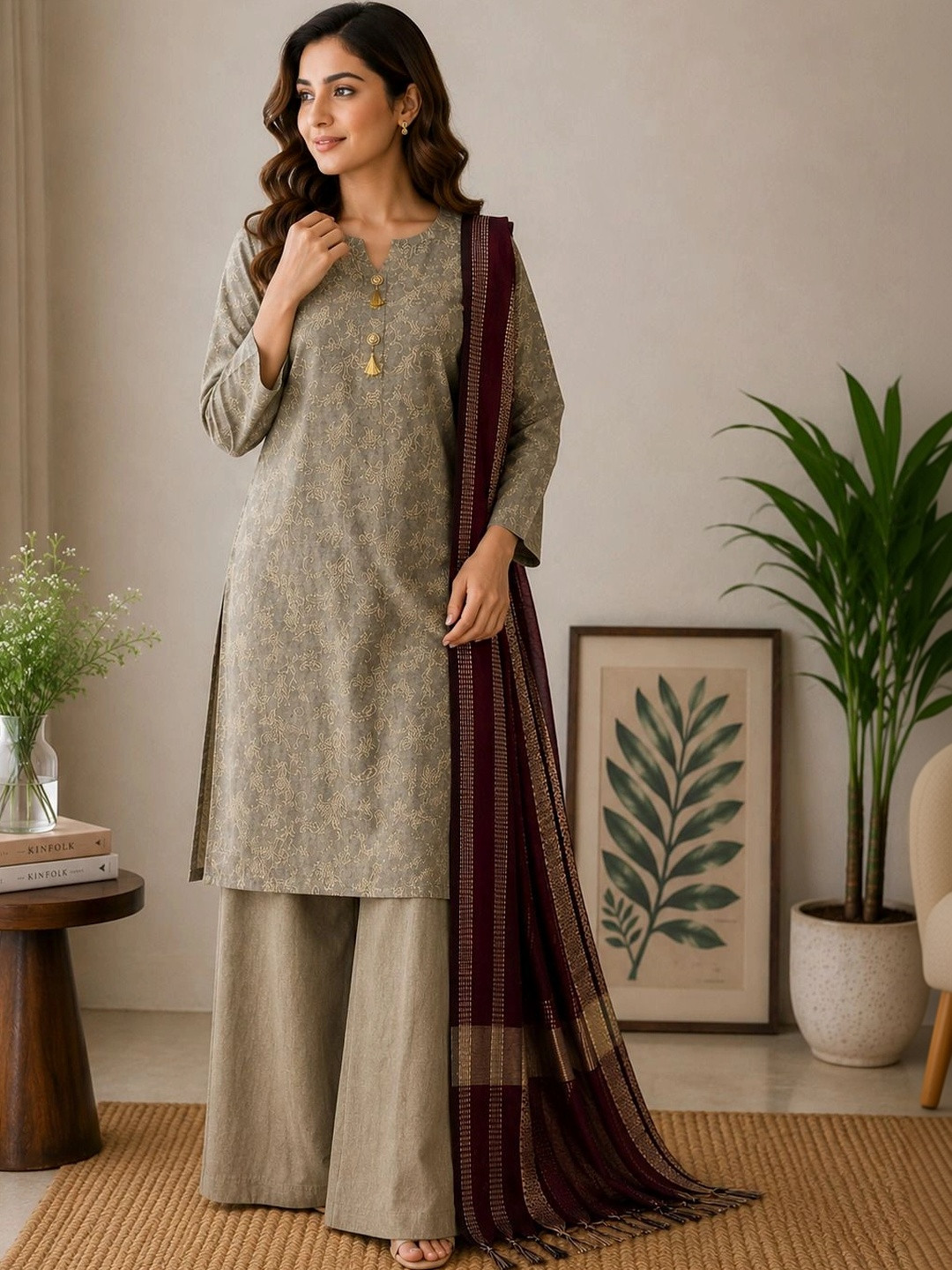 MI Textile Women Ethnic Motifs Printed Regular Kurta with Palazzos & With Dupatta - Image 1