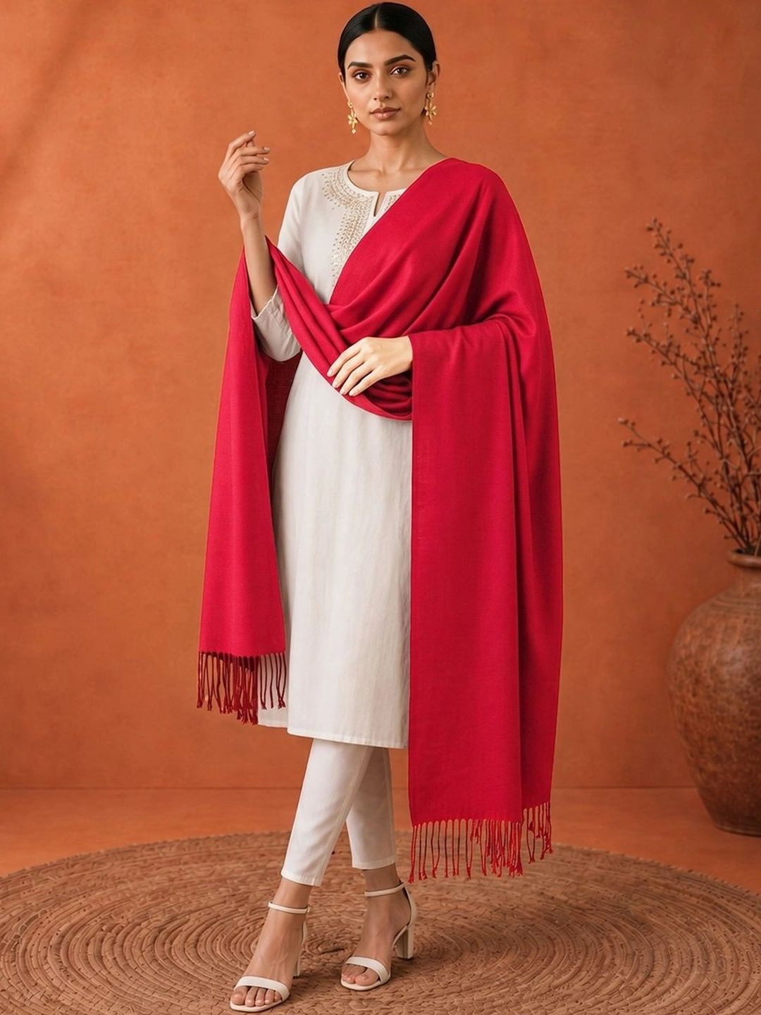 SAHASIKA Women Ethnic Women Woven Design Pashmina Tasseled Border Stole