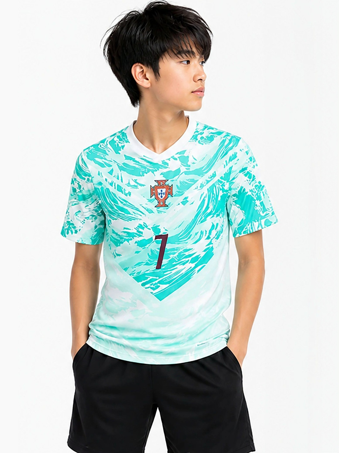 dostitch Boys Christiania Cristiano Ronaldo Printed V-Neck T-shirt