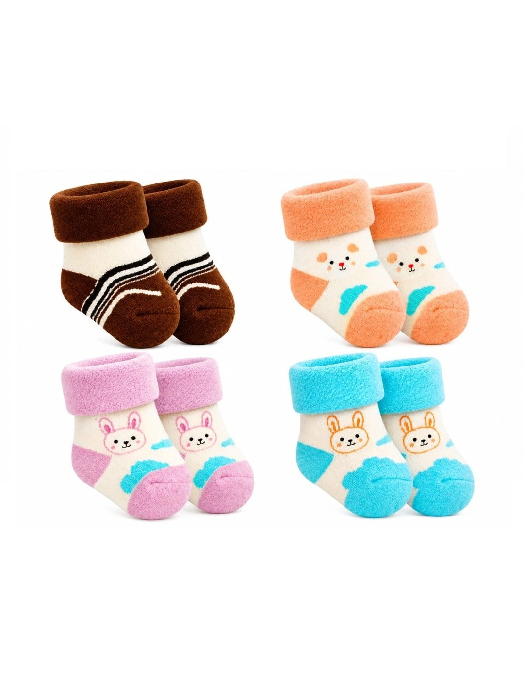 Oxzon Unisex Kids Pack of 4 Assorted Patterned Ankle Length Socks