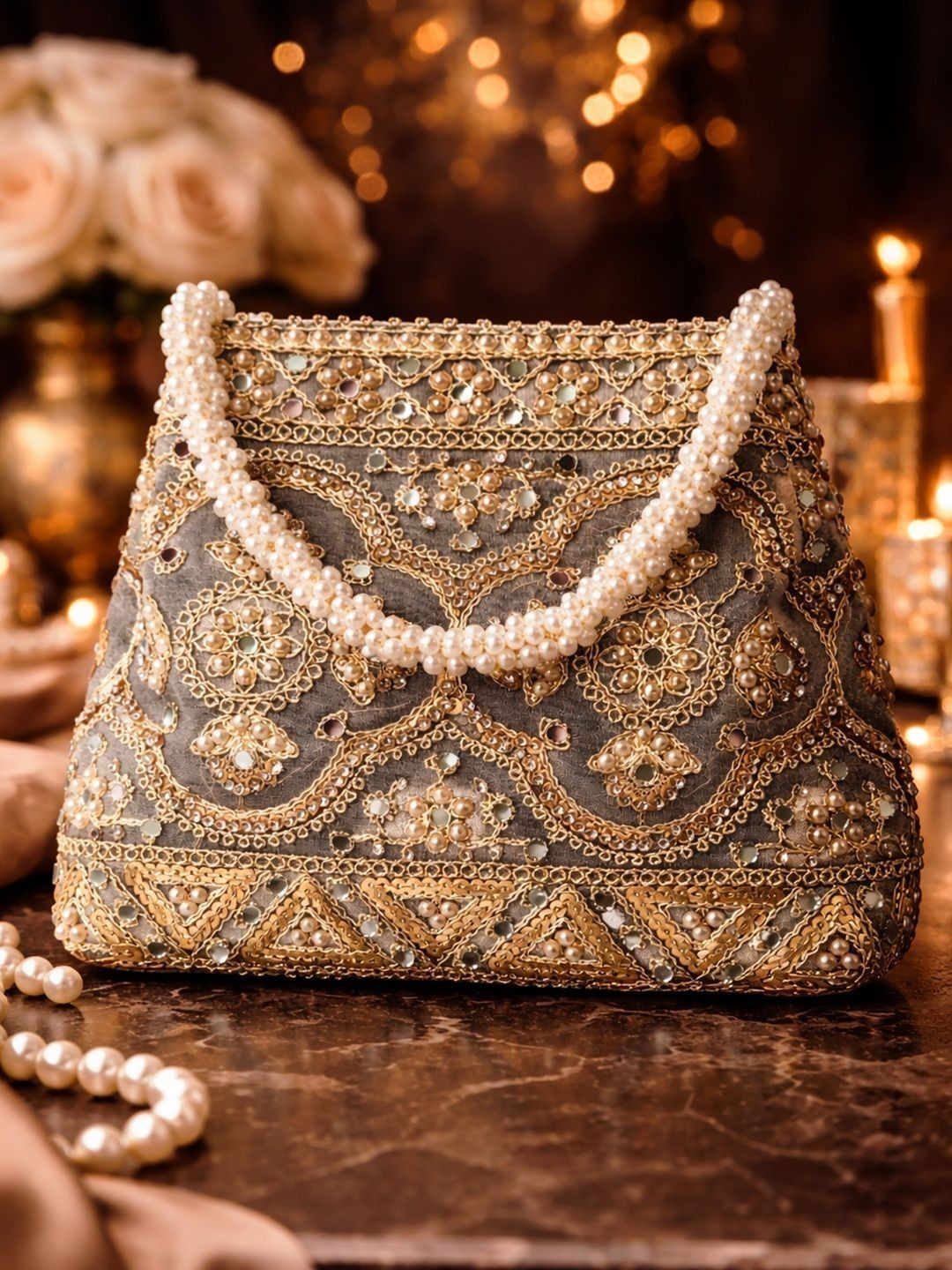 SUGARFRILL Embroidered Potli Clutch